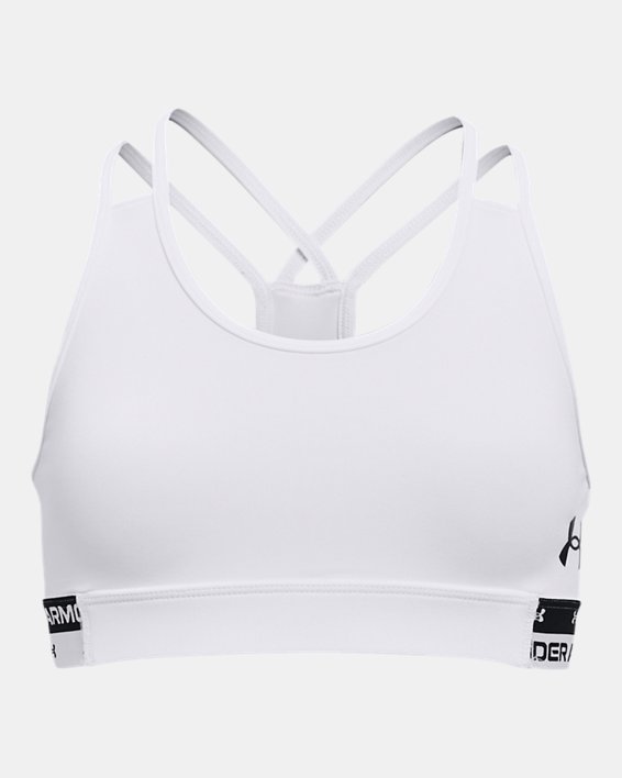 Girls' HeatGear® Armour Sports Bra, White, pdpMainDesktop image number 0